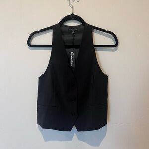 NWT Y2K Chocolate USA Black Button-Up Vest Size Small Dark Academia Grunge
